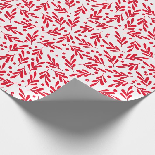 Rote und weiße Holly Berries | Urlaub Geschenkpapier (Ecke)
