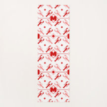 Rote und weiße Hummer 🌊 Muster Monogramm