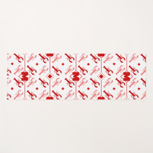 Rote und weiße Hummer 🌊 Muster Monogramm Yogamatte (Vorderseite (Horizontal))