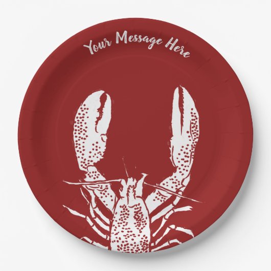 Rote und weiße Hummer Personalisiert Pappteller (Vorderseite)