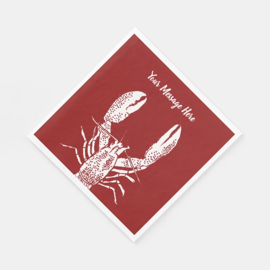 Rote und weiße Hummer Personalisiert Serviette (Ecke)