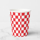 Rote und weiße karierte Quadrate Party-Karo Papier Pappbecher (Rechts)