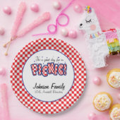 Rote und weiße karierte Quadrate | Picnic Pappteller (Party)