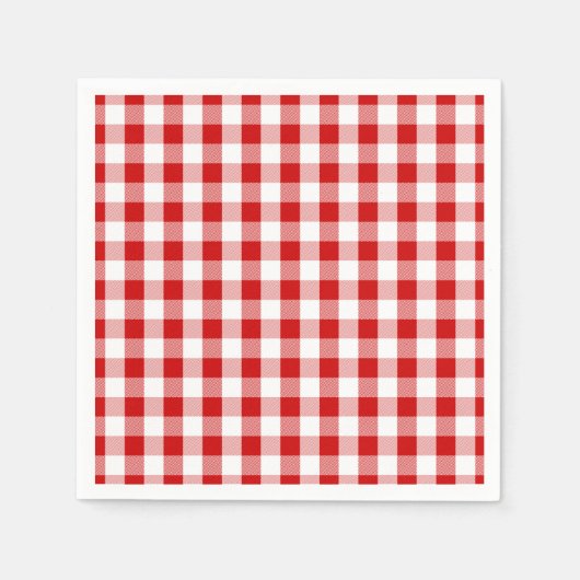 Rote und weiße Karo Gingham Kariert- Land Rustikal Serviette (Vorderseite)
