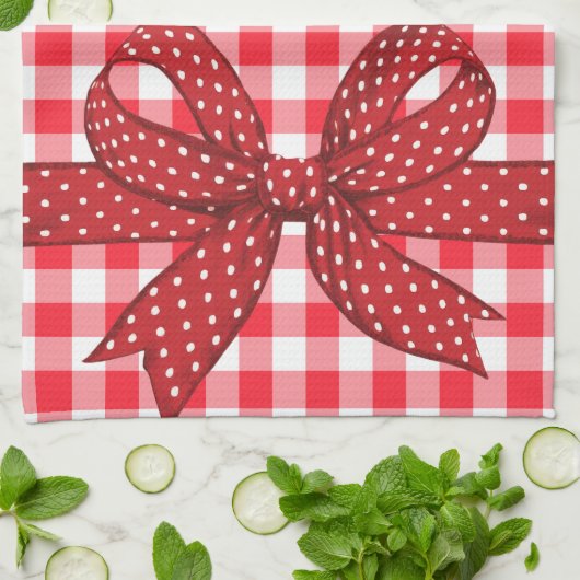 Rote und weiße Karos Geschirrtuch (Gefaltet)