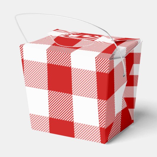 Rote und weiße Karos Gingham Kariert Party Hochzei Geschenkschachtel (Rückseite)