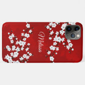 Rote und weiße Kirschblossom Blumenmonogramm Case-Mate iPhone Hülle (Rückseite (Horizontal))