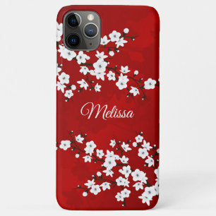 Rote und weiße Kirschblossom Blumenmonogramm Case-Mate iPhone Hülle