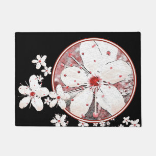 Rote und weiße Kirschblüte Sakura Fußmatte