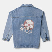 Rote und weiße Kirschblüte Sakura Jeansjacke (Rückseite)