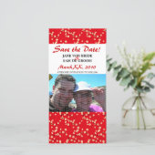 Rote und Weiße Kirsche Blüten Save the Date (Stehend Vorderseite)