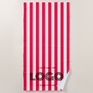 Rote und weiße klassische Streifen-Logo Strandtuch