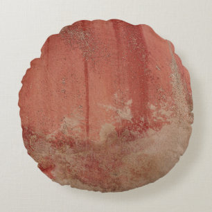 ROTE UND WEISSE KONKRETE WAND RUNDES KISSEN