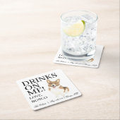 Rote und weiße Korgi-Hochzeit Rechteckiger Pappuntersetzer (Vor Ort)