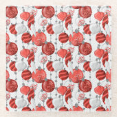 ROTE UND WEISSE KRISTALLORNAMENTE GLASUNTERSETZER (Vorderseite)