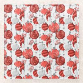 ROTE UND WEISSE KRISTALLORNAMENTE GLASUNTERSETZER