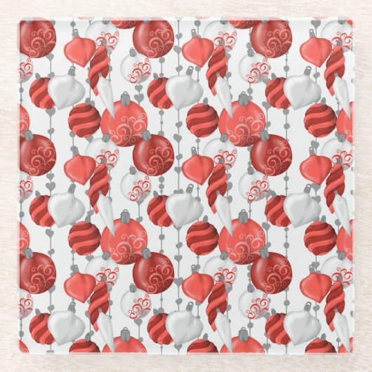 ROTE UND WEISSE KRISTALLORNAMENTE GLASUNTERSETZER (Vorderseite)