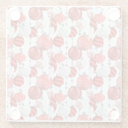 ROTE UND WEISSE KRISTALLORNAMENTE GLASUNTERSETZER (Rückseite)