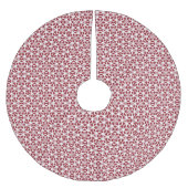 Rote und weiße Lacy Schneeflocken Baumrock Polyester Weihnachtsbaumdecke (Vorderseite)