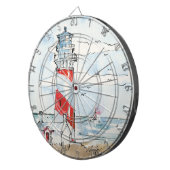 Rote und weiße Leuchtturm-Szene Dartscheibe (Vorderseite rechts)