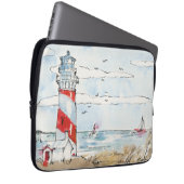 Rote und weiße Leuchtturm-Szene Laptopschutzhülle (Vorne Rechts)