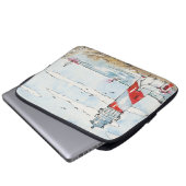 Rote und weiße Leuchtturm-Szene Laptopschutzhülle (Vorne Knopf)