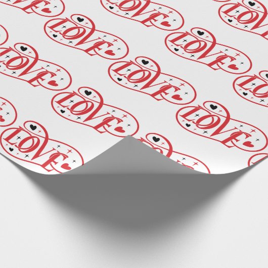 Rote und weiße LIEBE Geschenkpapier (Ecke)