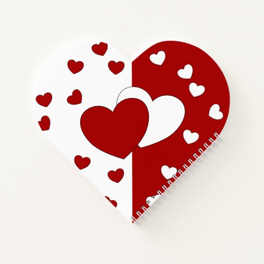 Rote und weiße Liebe Herz geformt Notizblock (Rückseite)