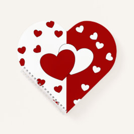Rote und weiße Liebe Herz geformt Notizblock