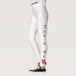 Rote und weiße Liebe Herz Moderner Happy Valentins Leggings