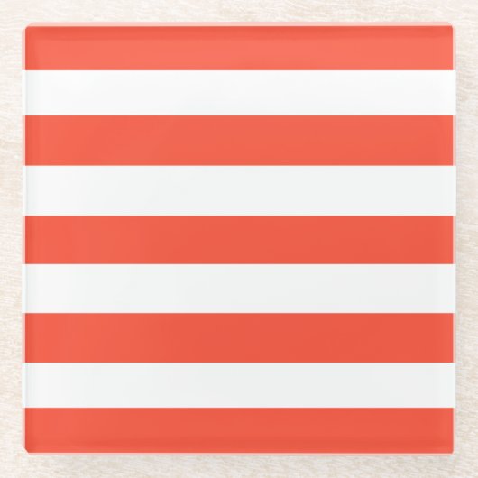 Rote und weiße Liegestühle Streifen  Glasuntersetzer (Vorderseite)