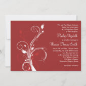 Rote und weiße mit Monogramm mit Blumeneinladung Einladung (Rückseite)