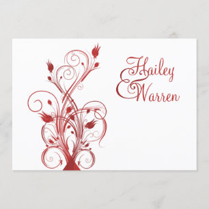 Rote und weiße mit Monogramm mit Blumeneinladung Einladung