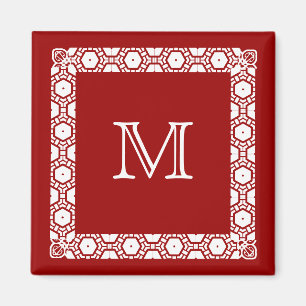 Rote und weiße mit Monogramm Stateroom Magnet