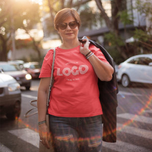 Rote und weiße, moderne rechteckige Logos T-Shirt