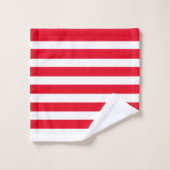 Rote und weiße, moderne Streifen Badhandtuch Set (Waschlappen)