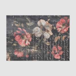 Rote und weiße Mohnblumen und Text auf schwarzem B Seidenpapier