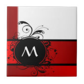Rote und weiße Monogramm Fliese (Vorderseite)