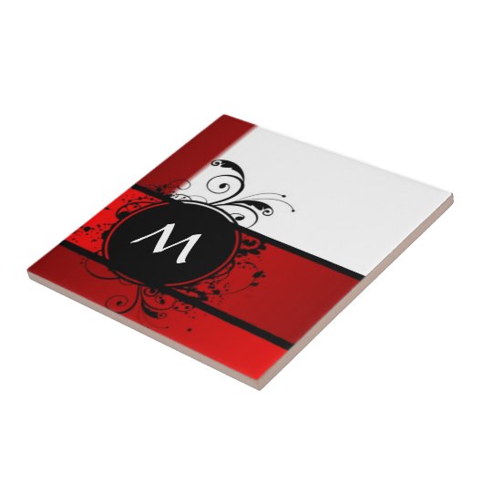 Rote und weiße Monogramm Fliese (Seite)