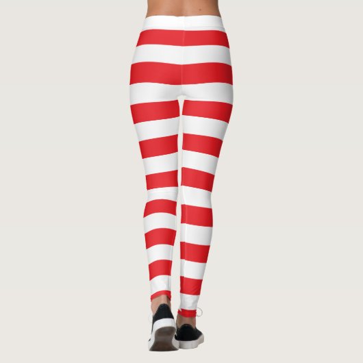 Rote und weiße mutige gestreifte Leggings (Rückseite)