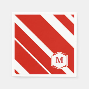 Rote und weiße mutige Streifen-Monogramm-Serviett Serviette