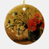 Rote und weiße Nelken von Vincent van Gogh Keramik Ornament (Hinten)
