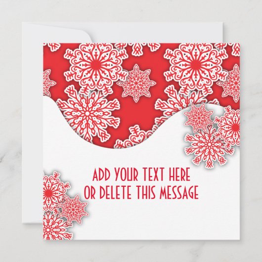 Rote und weiße nordische Schneeflocken Frohe Weihn (Rückseite)