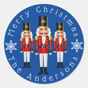 Rote und weiße Nutcracker personalisieren Runder Aufkleber
