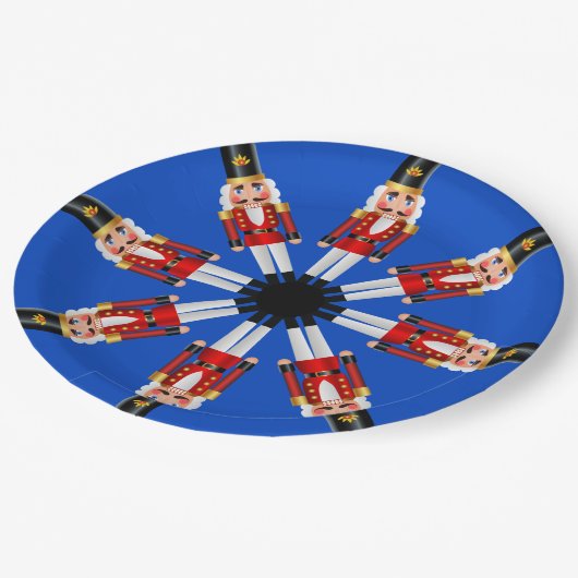 Rote und weiße Nutcracker-Platte Pappteller (Schrägansicht)