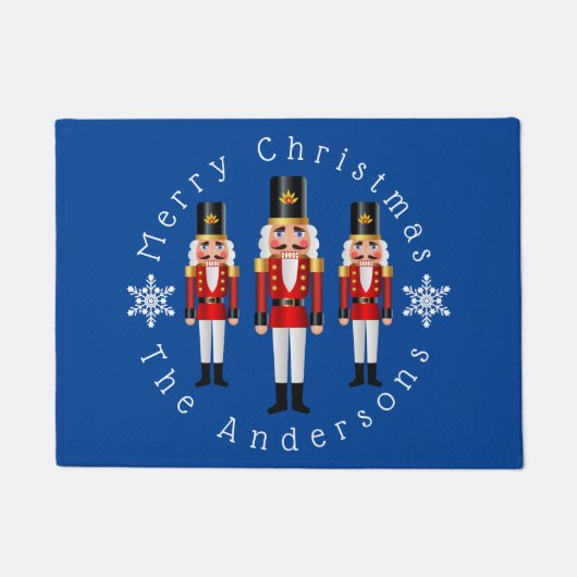 Rote und weiße Nutcrackers personalisieren Doormat Fußmatte (Vorderseite)