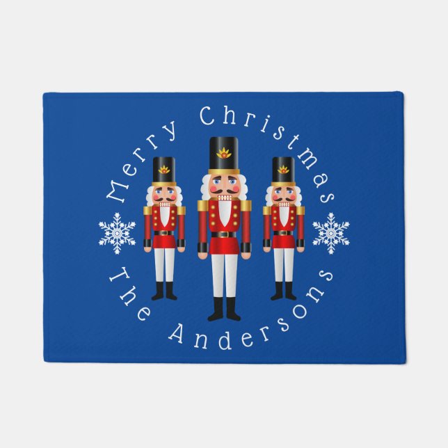 Rote und weiße Nutcrackers personalisieren Doormat Fußmatte (Vorderseite)