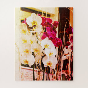 Rote und weiße Orchideen Puzzle