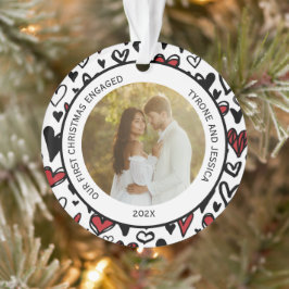 Rote und Weiße Paare Erste Weihnachten Verlobt Ornament