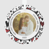 Rote und Weiße Paare Erste Weihnachten Verlobt Ornament (Rückseite)